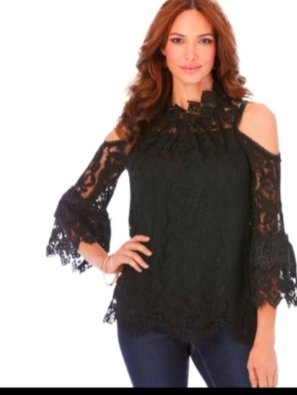 NWOT SZ 2XL Romans blk lace blouse